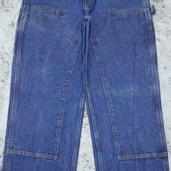 Vintage Carhartt B73 DST Faded Blue Jeans Denim Double Knee Carpenter Pant 29x32 - Picture 4 of 16